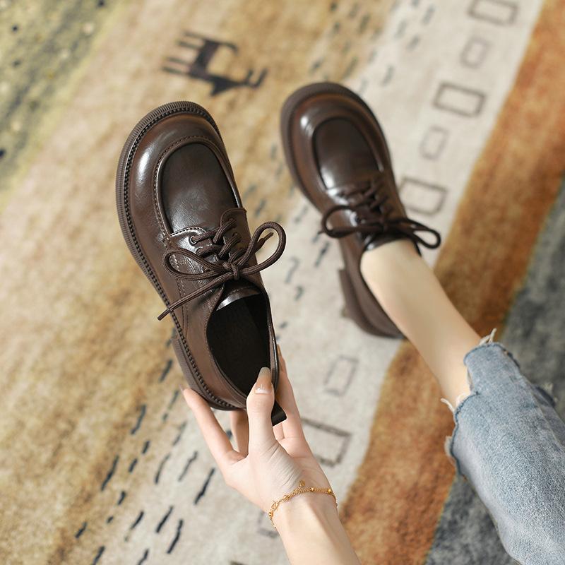 Versatile Soft-soled British-style Lace-up Leather Shoes For Women 7