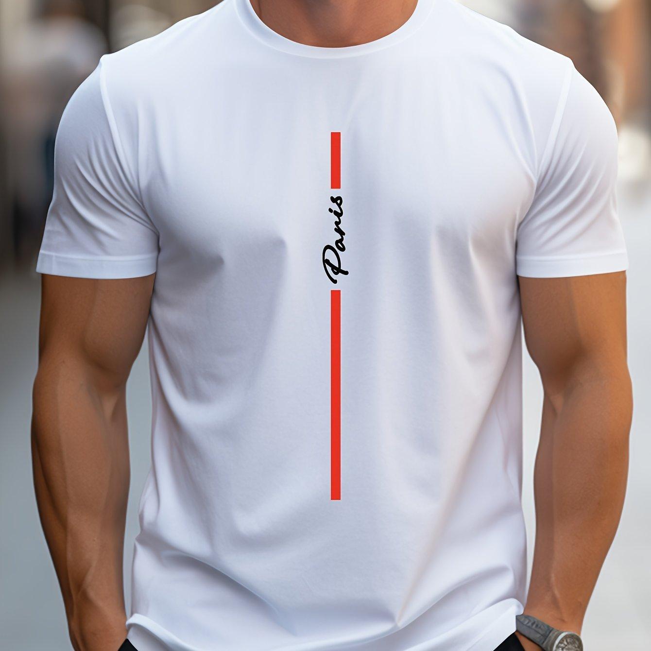 Men's Fashion Handwritten Paris Print Shoulder T-Shirt 3