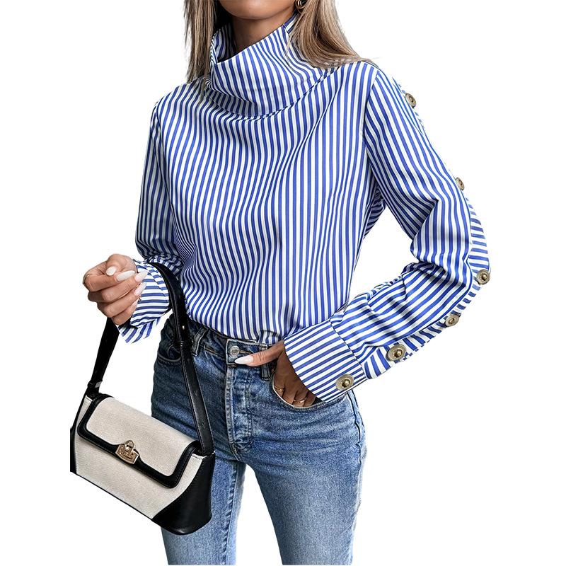 Striped Long-sleeve Casual Shirt For Women 5