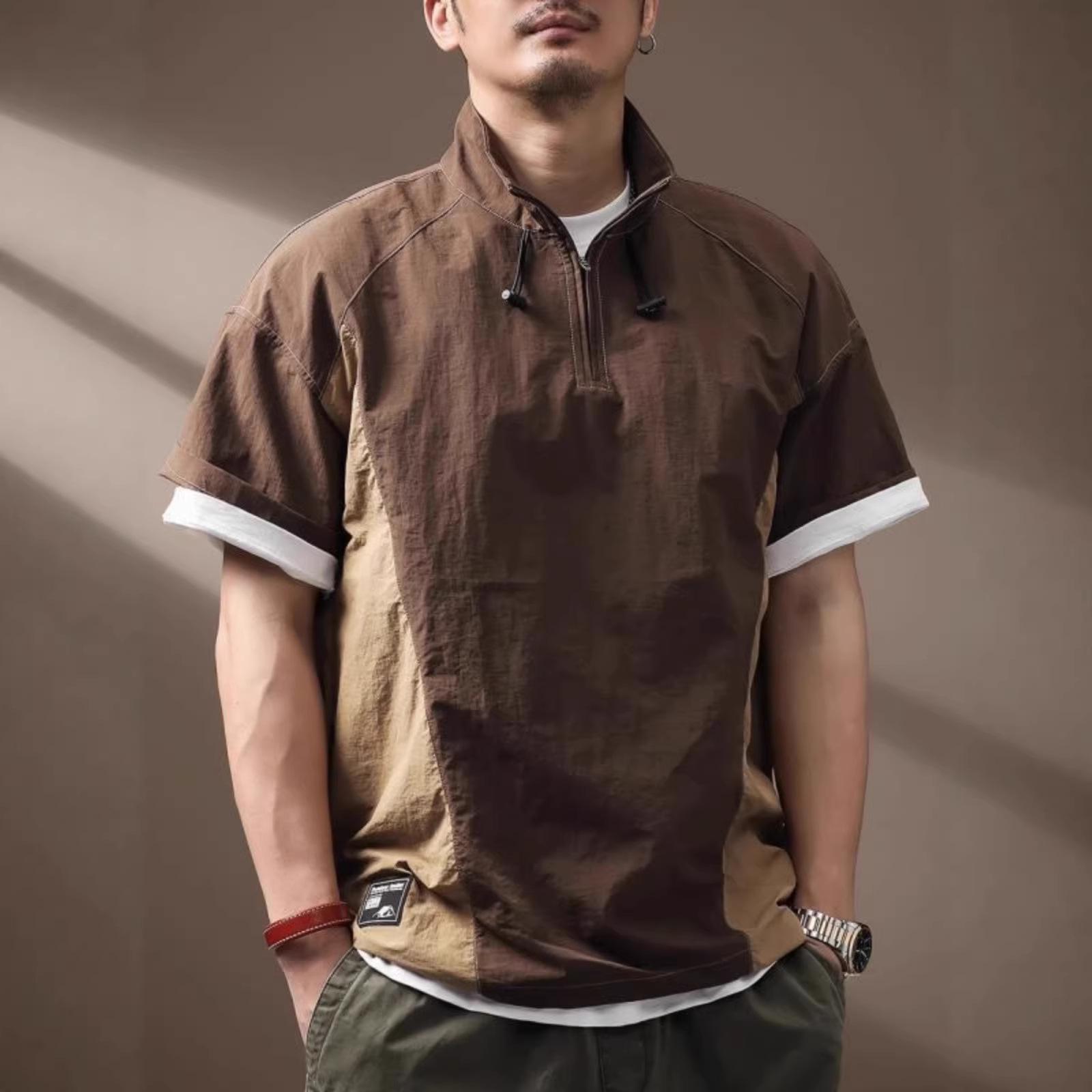 Functional Quick-drying T-shirt Mens Short-sleeve Stand-collar Polo Shirt 3
