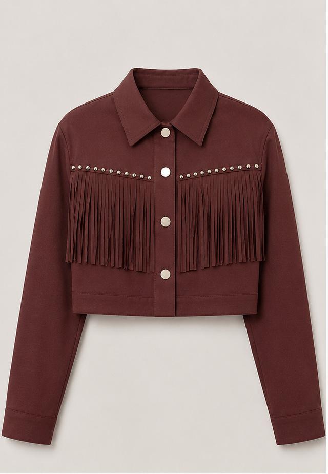 Fringe Faux Suede Short Womens Jacket 9