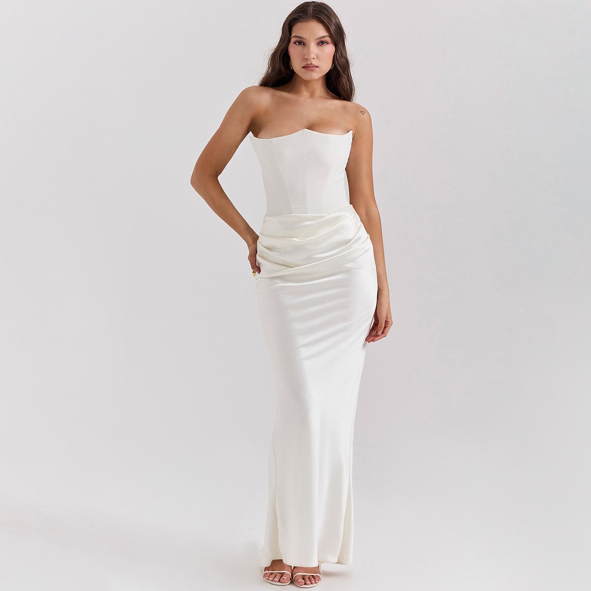 Slim Tube Top Long Dress Sexy Fashion Bandeau Backless Party Evening Dresses For Women Clothing 5