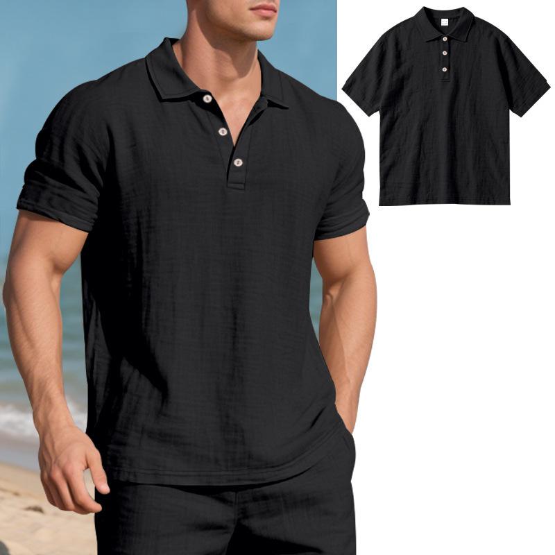 Breathable Linen Casual Short-Sleeve Polo Shirt 7