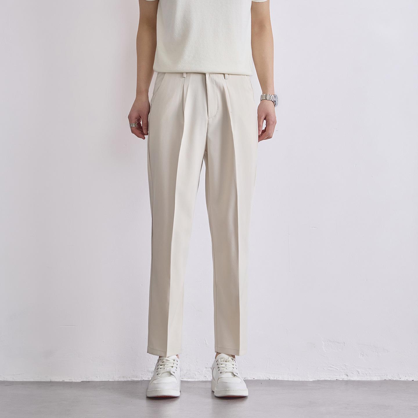 Mens Cropped Relaxed-fit Straight-leg Dress Pants With A Sleek Drapey Feel 8