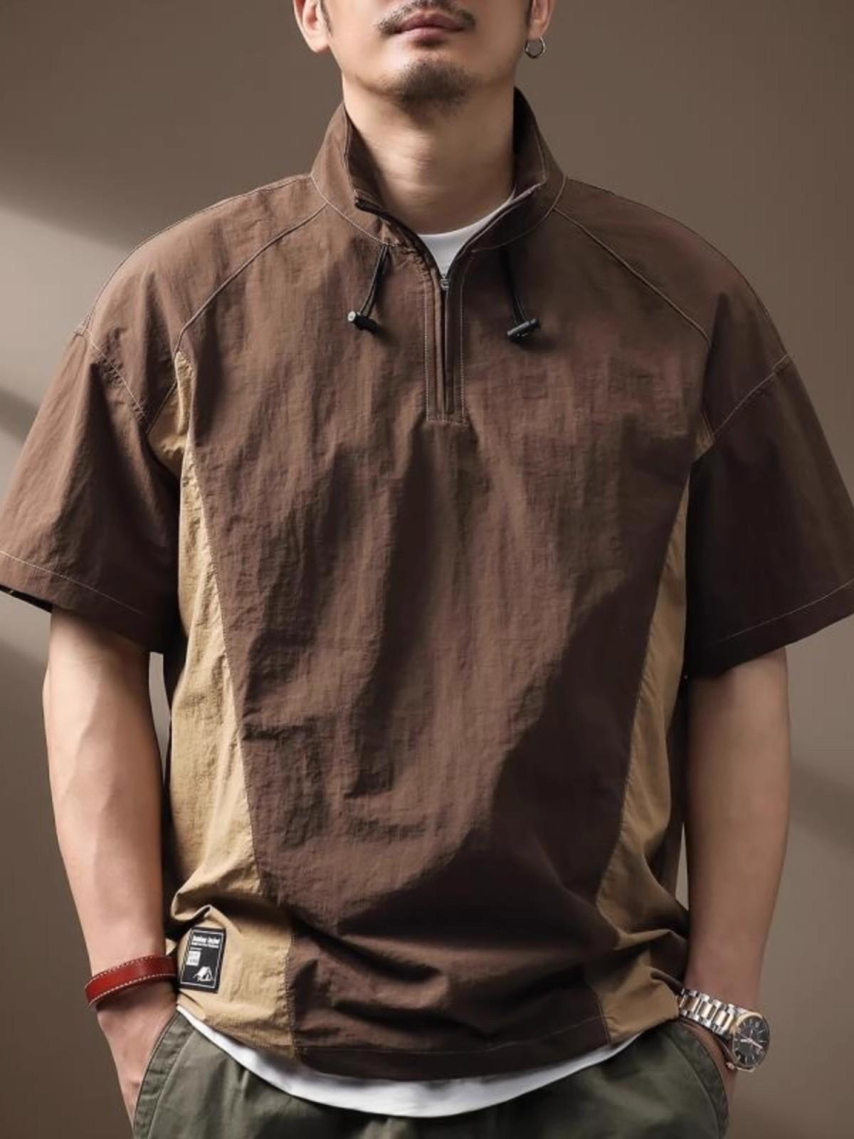 Functional Quick-drying T-shirt Mens Short-sleeve Stand-collar Polo Shirt