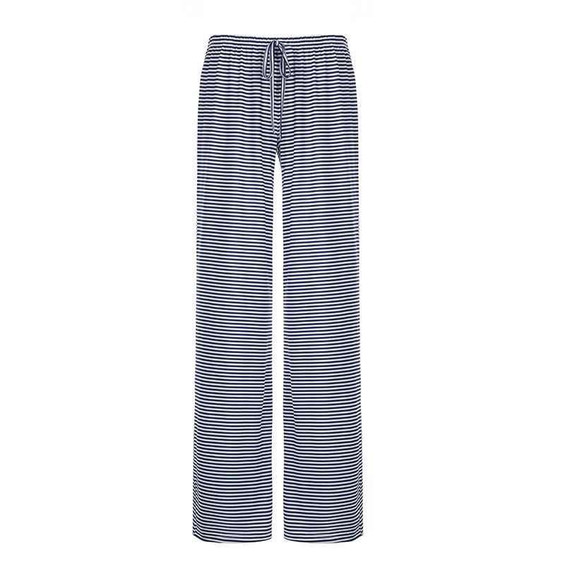 Women's Striped Print Trousers Y2K Fashion Casual Lace Up Home Straight  Wide-leg Pants 9