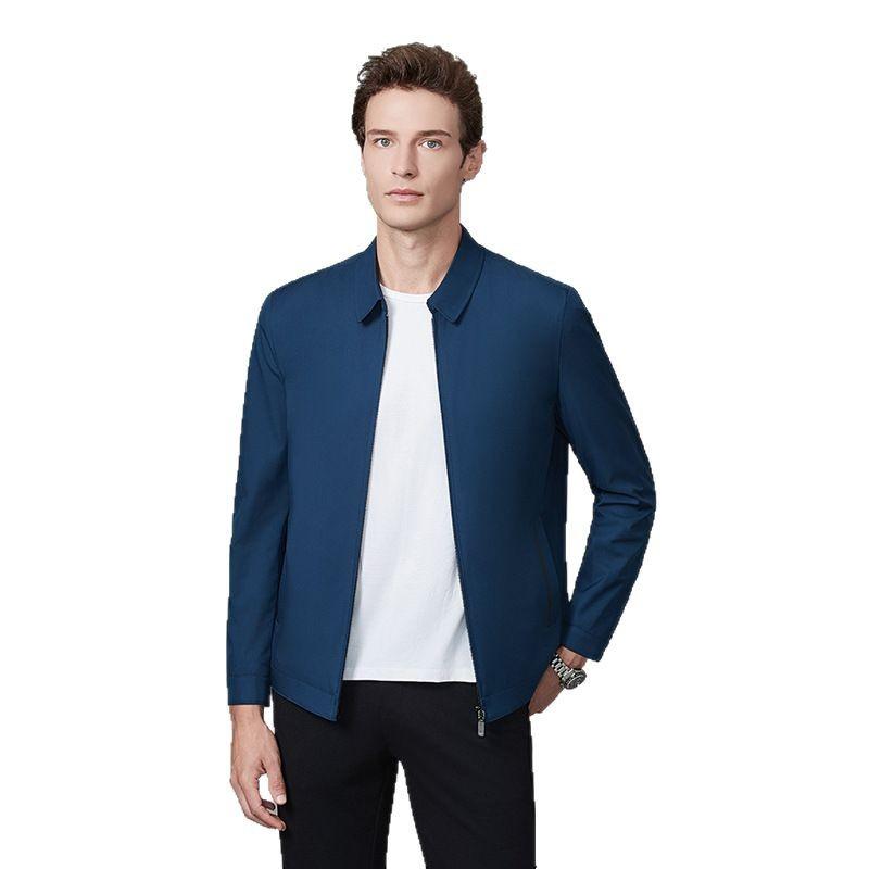 Mens Executive Jacket Notched Lapel Relaxed Fit Thin Style For Middle-aged Men 5