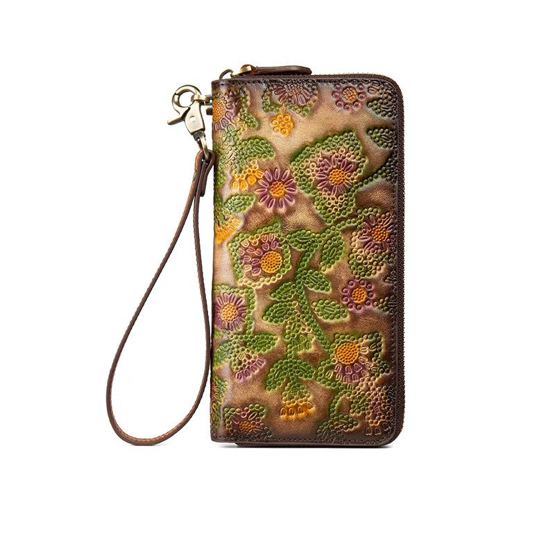 Womens Embossed Distressed Large-Capacity Vintage Wallet 7