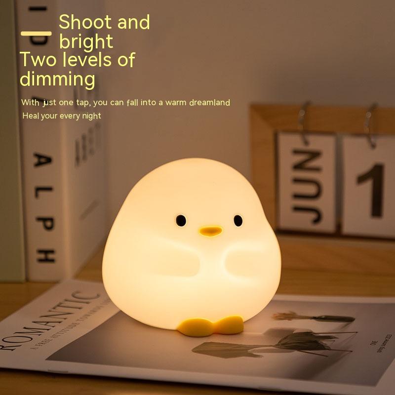 Cute Duck LED Night Lamp Cartoon Silicone USB Rechargeable Sleeping Light Touch Sensor Timing Bedroom Bedside Lamp For Kid Gift Home Decor 4