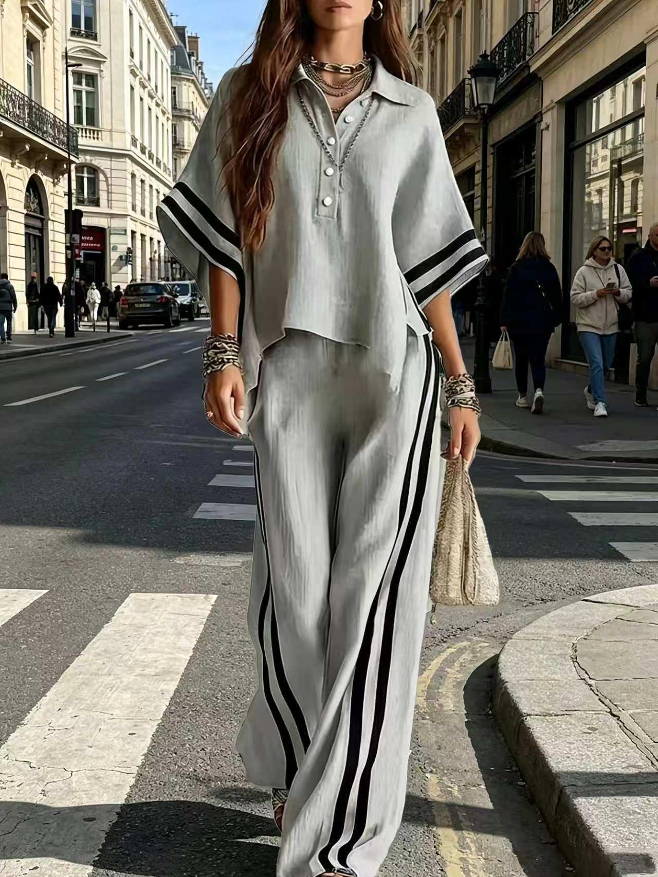 Short-sleeve Shirt And Loose-fitting Trousers Two-piece Set 8
