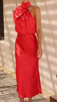 Women's Solid Color High-grade Satin Elegant Dress 7