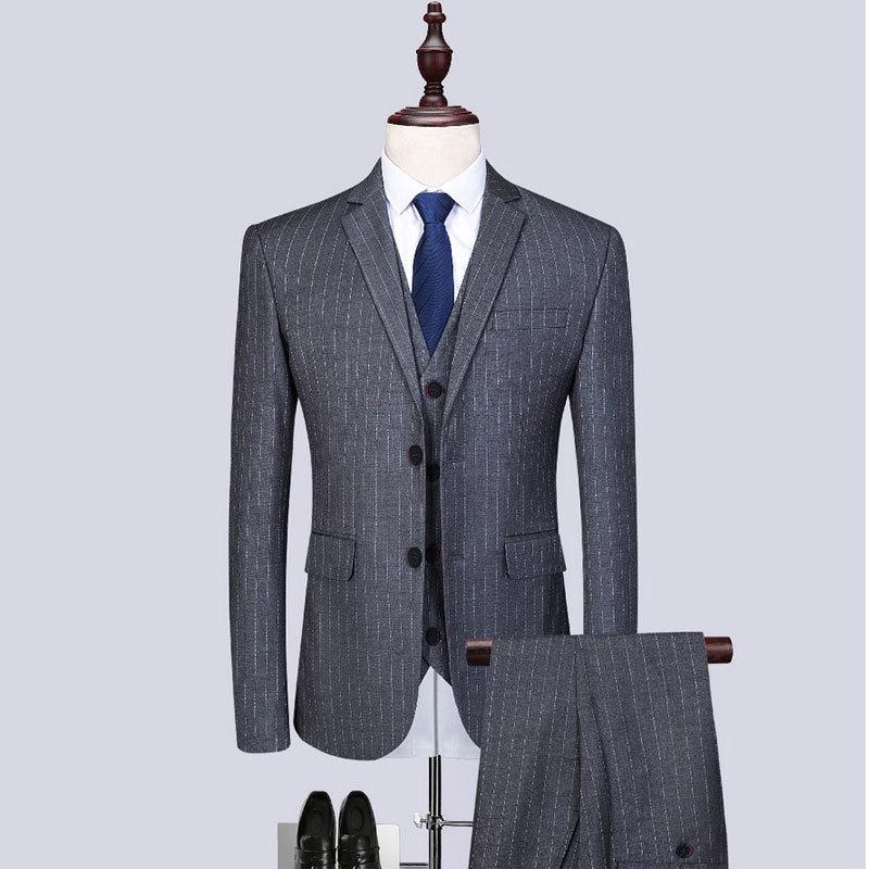 Mens Fashionable And Versatile Striped Three-piece Suit 6