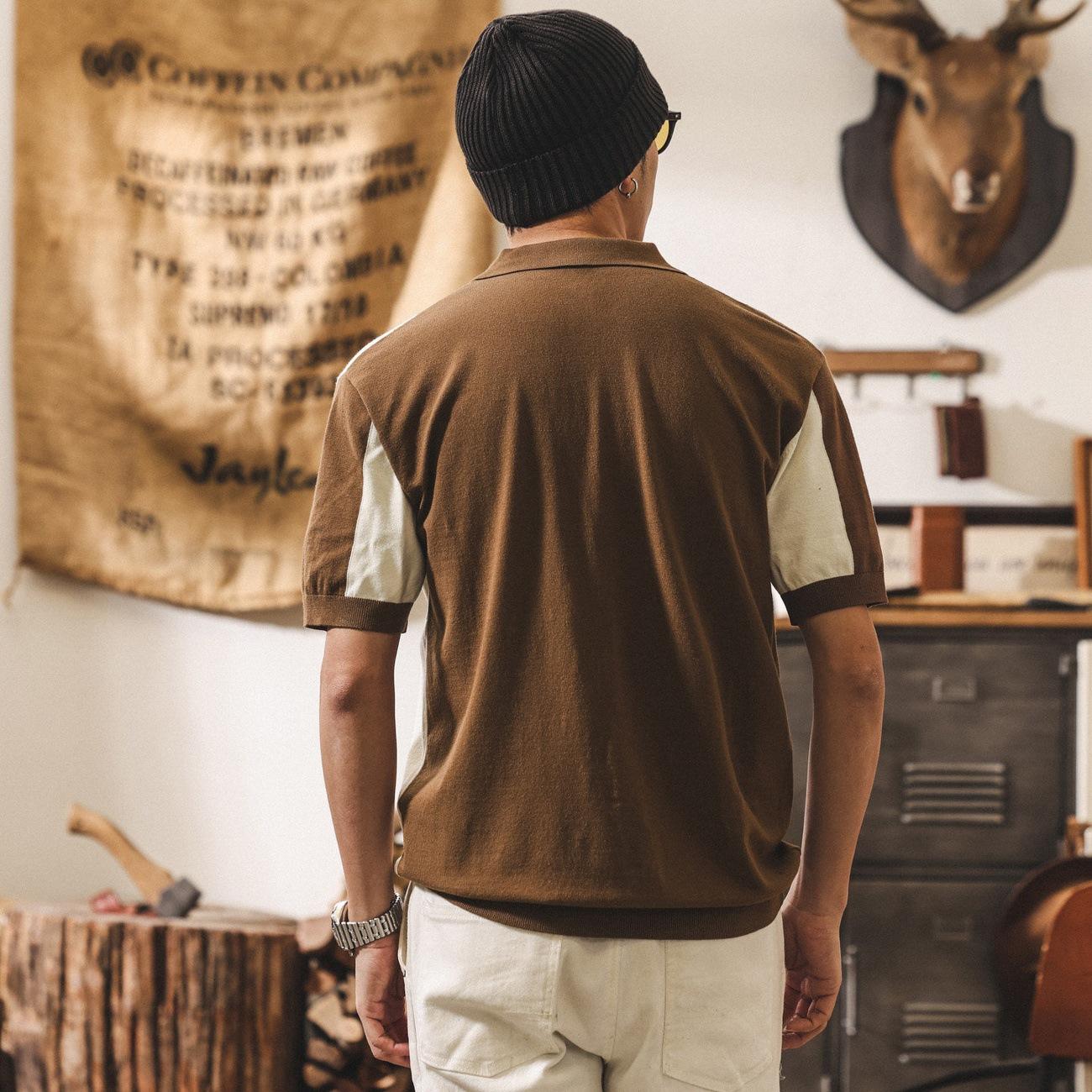 American-style Retro Color-block Short-sleeve 4