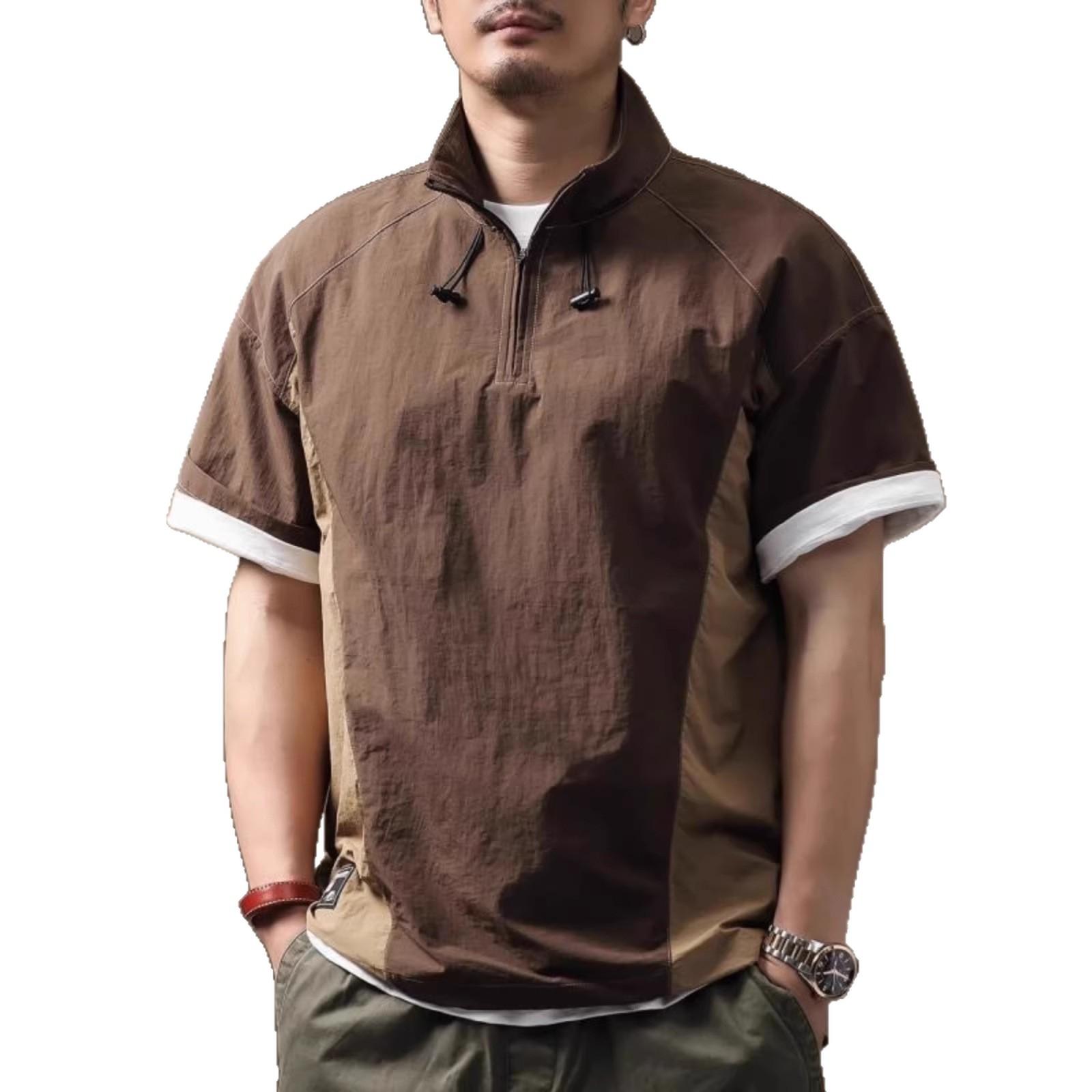 Functional Quick-drying T-shirt Mens Short-sleeve Stand-collar Polo Shirt 5