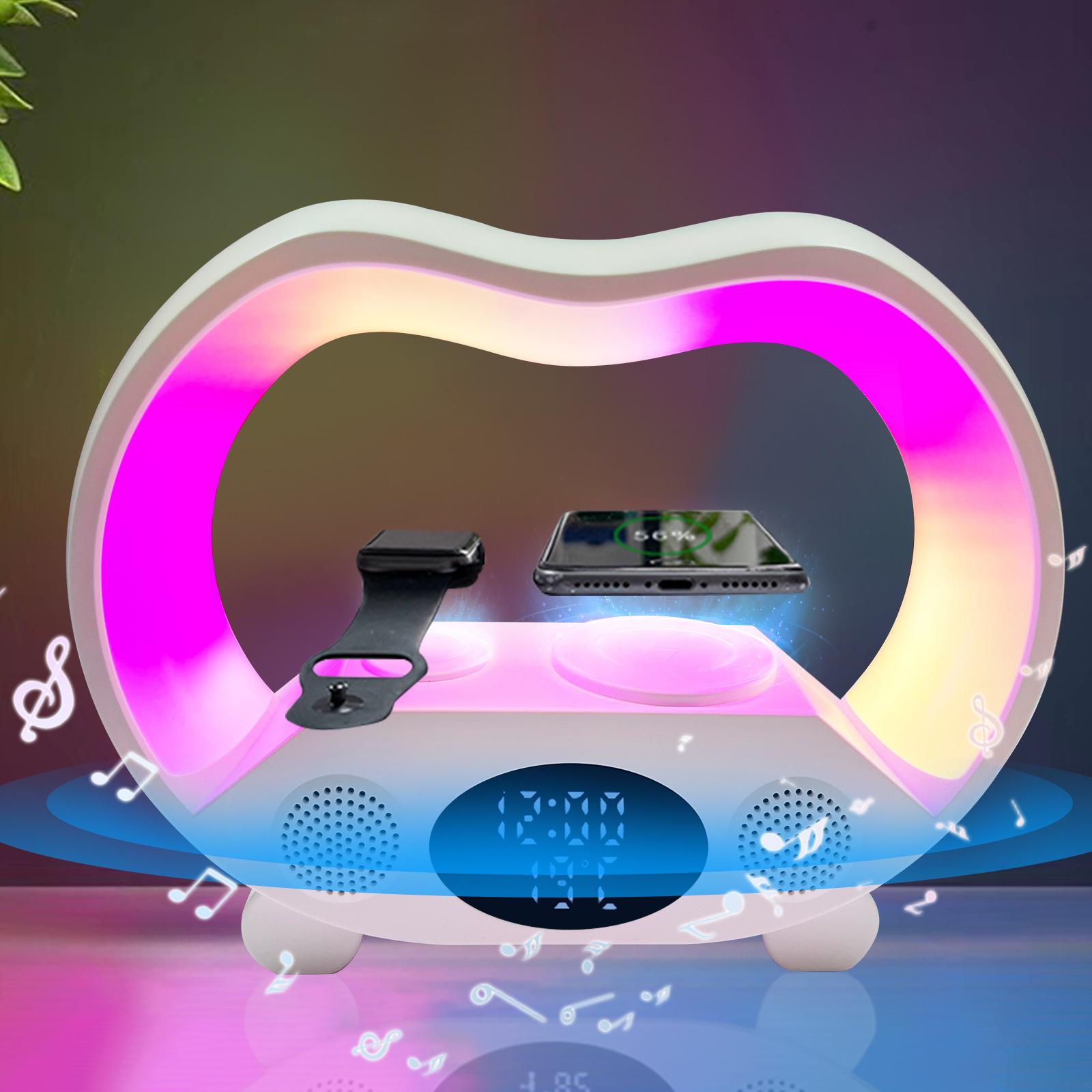 New 6 In 1 Smart Remote Control Bluetooth-compatible Ambience Intelligent LED Table Lamp Multi-function Wireless Charger Night Light Bluetooth-compatible Speaker 7