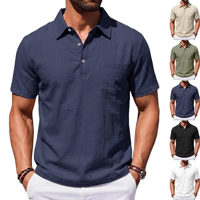 Men's Beach Linen Polo Shirt, Loose-Fit, Casual, Minimalist 3