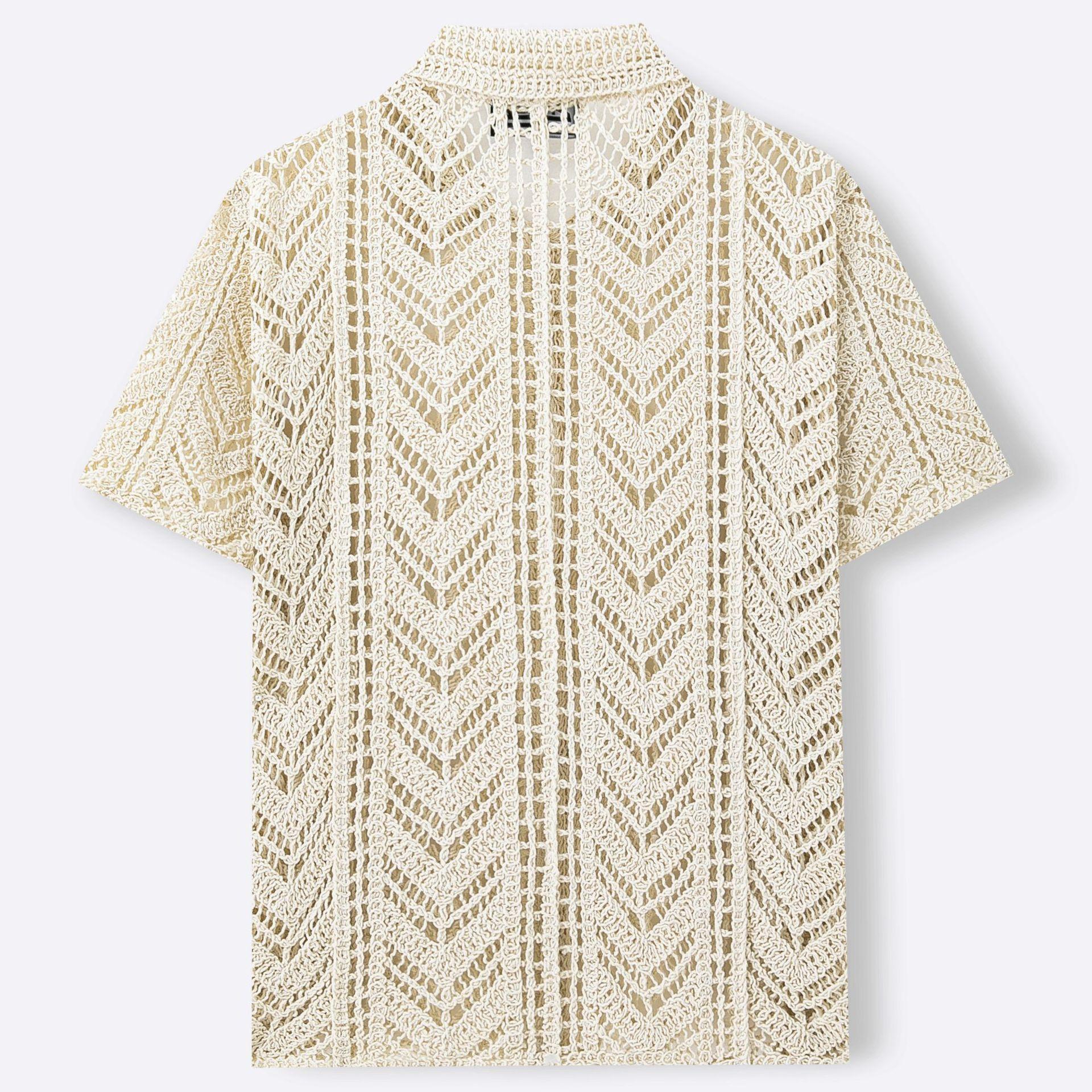 Men's European And American Style Openwork Crocheted Sweater 4