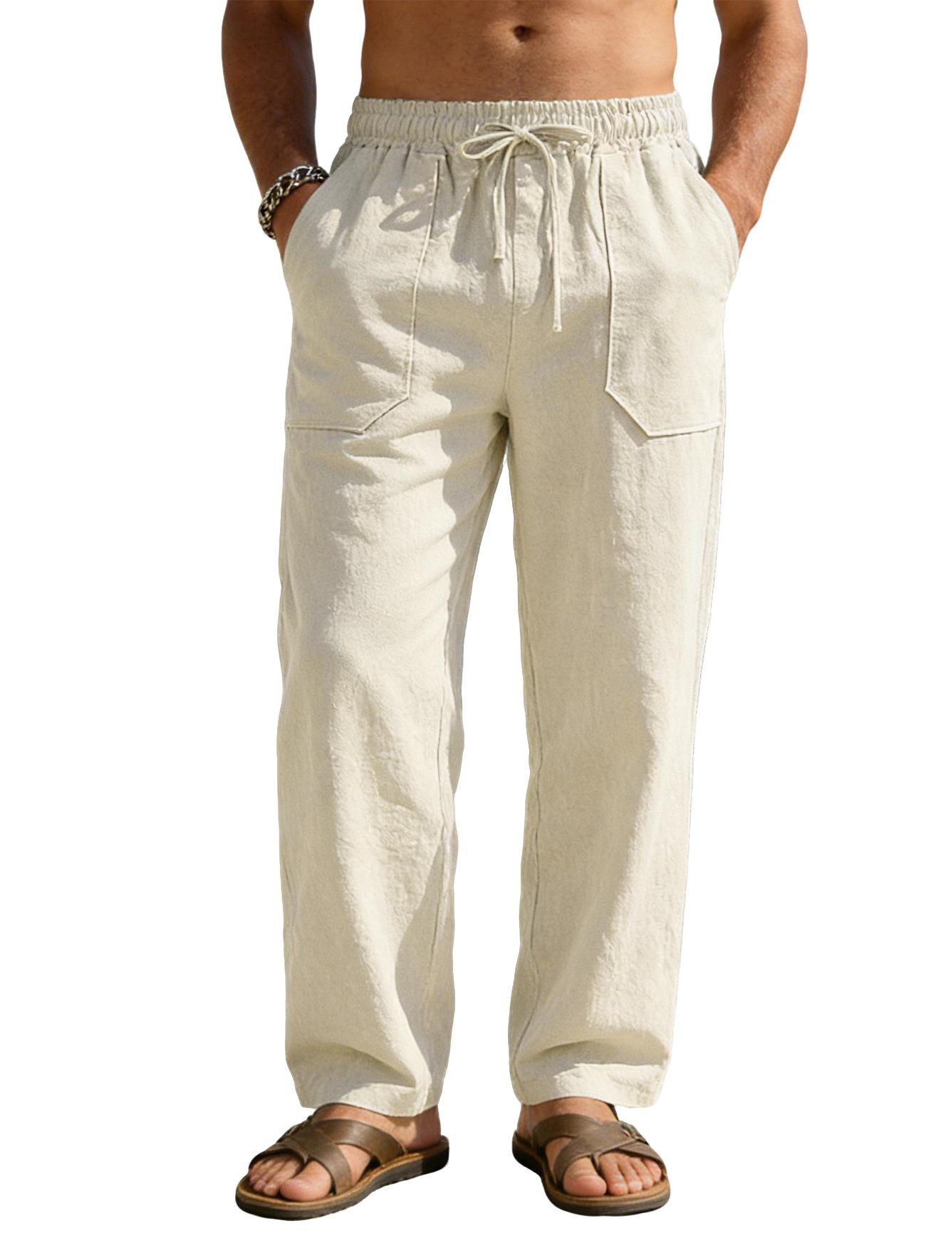 Men's Simple Cotton-Linen Loose-Flowing Wide-Leg Casual Instagram-Style Trousers 6