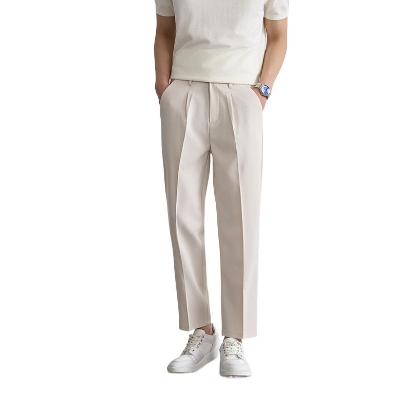 Mens Cropped Relaxed-fit Straight-leg Dress Pants With A Sleek Drapey Feel 5
