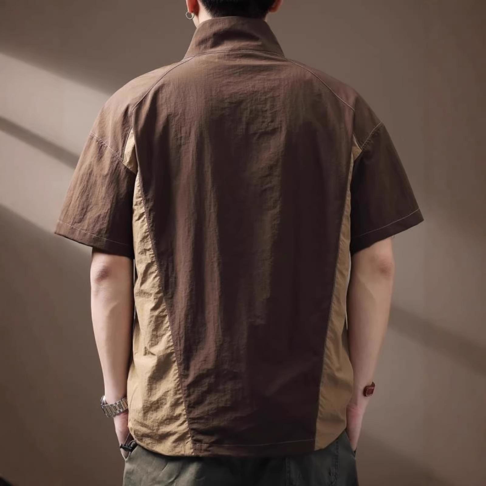 Functional Quick-drying T-shirt Mens Short-sleeve Stand-collar Polo Shirt 4