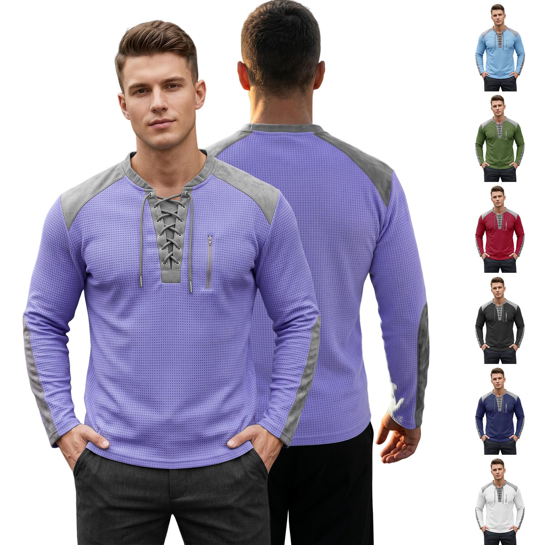 Mens Color-Block Long-Sleeve Sports Sweatshirt 3