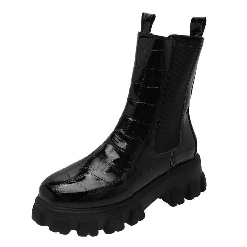 British Style Mid Calf Boots for Women - Autumn Winter Thick Sole Chunky Heel Ankle Boots