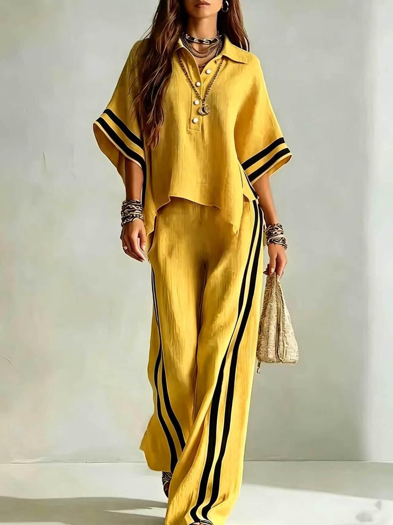 Short-sleeve Shirt And Loose-fitting Trousers Two-piece Set