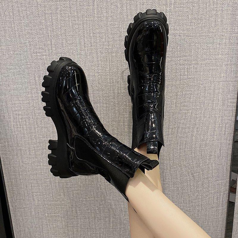 British Style Mid Calf Boots for Women - Autumn Winter Thick Sole Chunky Heel Ankle Boots 3