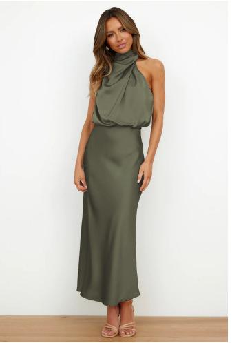 Women's Solid Color High-grade Satin Elegant Dress 10