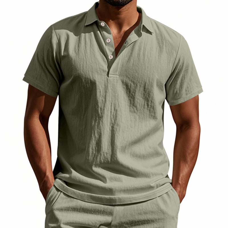 Breathable Linen Casual Short-Sleeve Polo Shirt 5