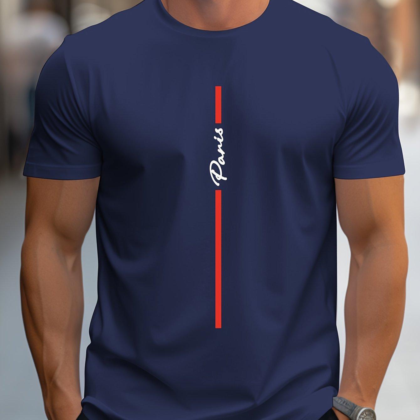 Men's Fashion Handwritten Paris Print Shoulder T-Shirt 4