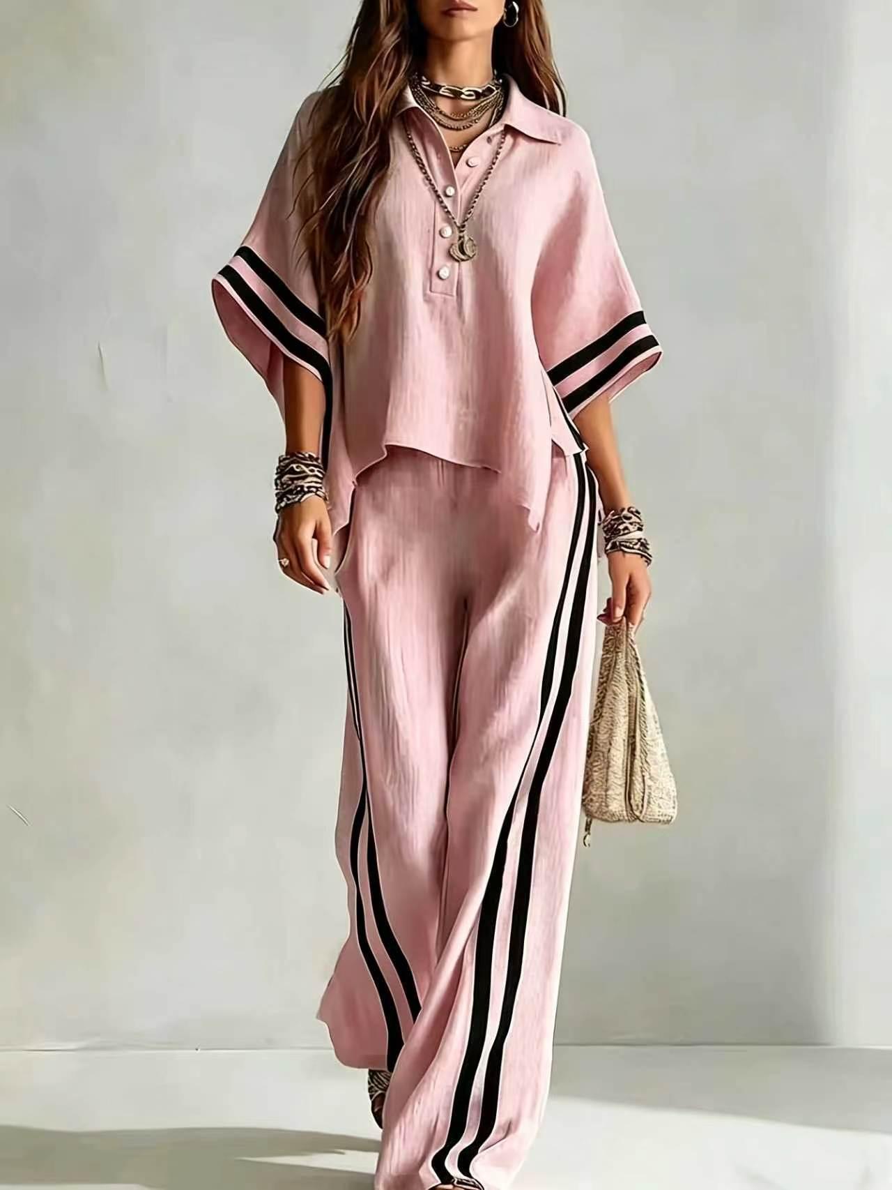 Short-sleeve Shirt And Loose-fitting Trousers Two-piece Set 10