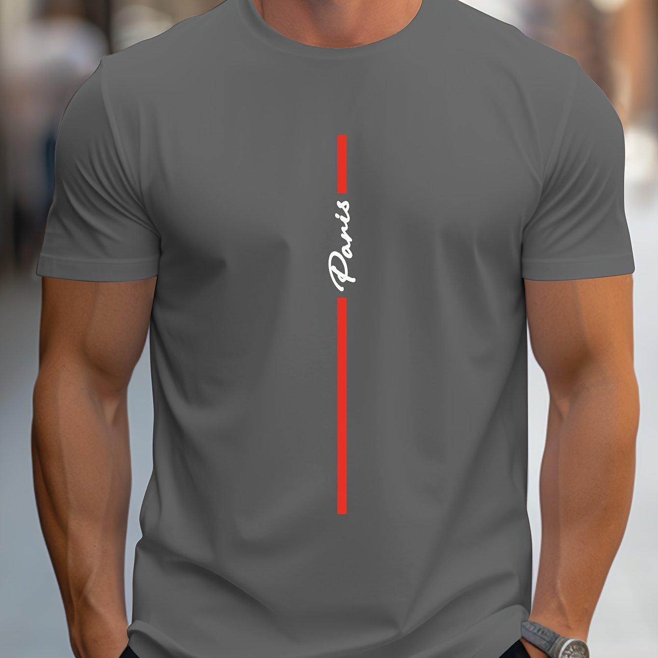 Men's Fashion Handwritten Paris Print Shoulder T-Shirt 7