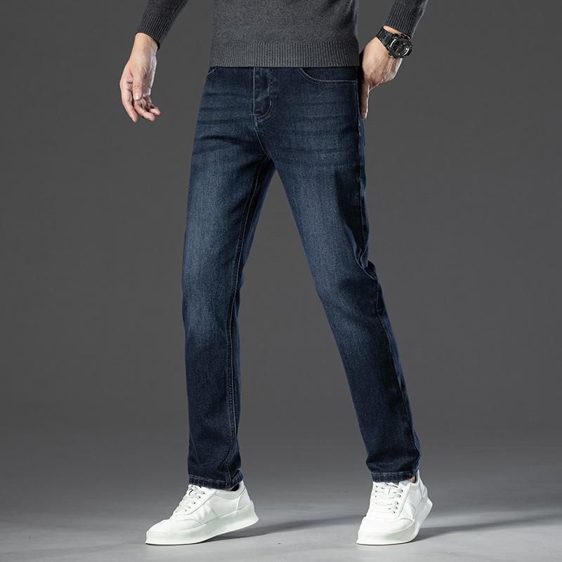 High-end Mens Straight-leg, Relaxed-fit, Plus-size Business Casual Jeans 3