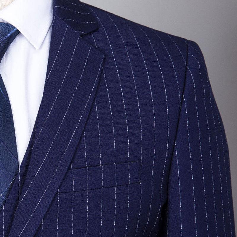 Mens Fashionable And Versatile Striped Three-piece Suit 4