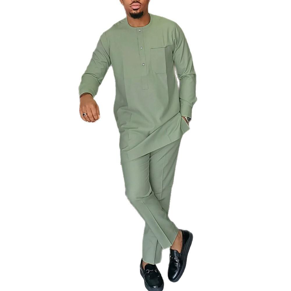 Mens Casual Set Printed Shirt And Pants 5