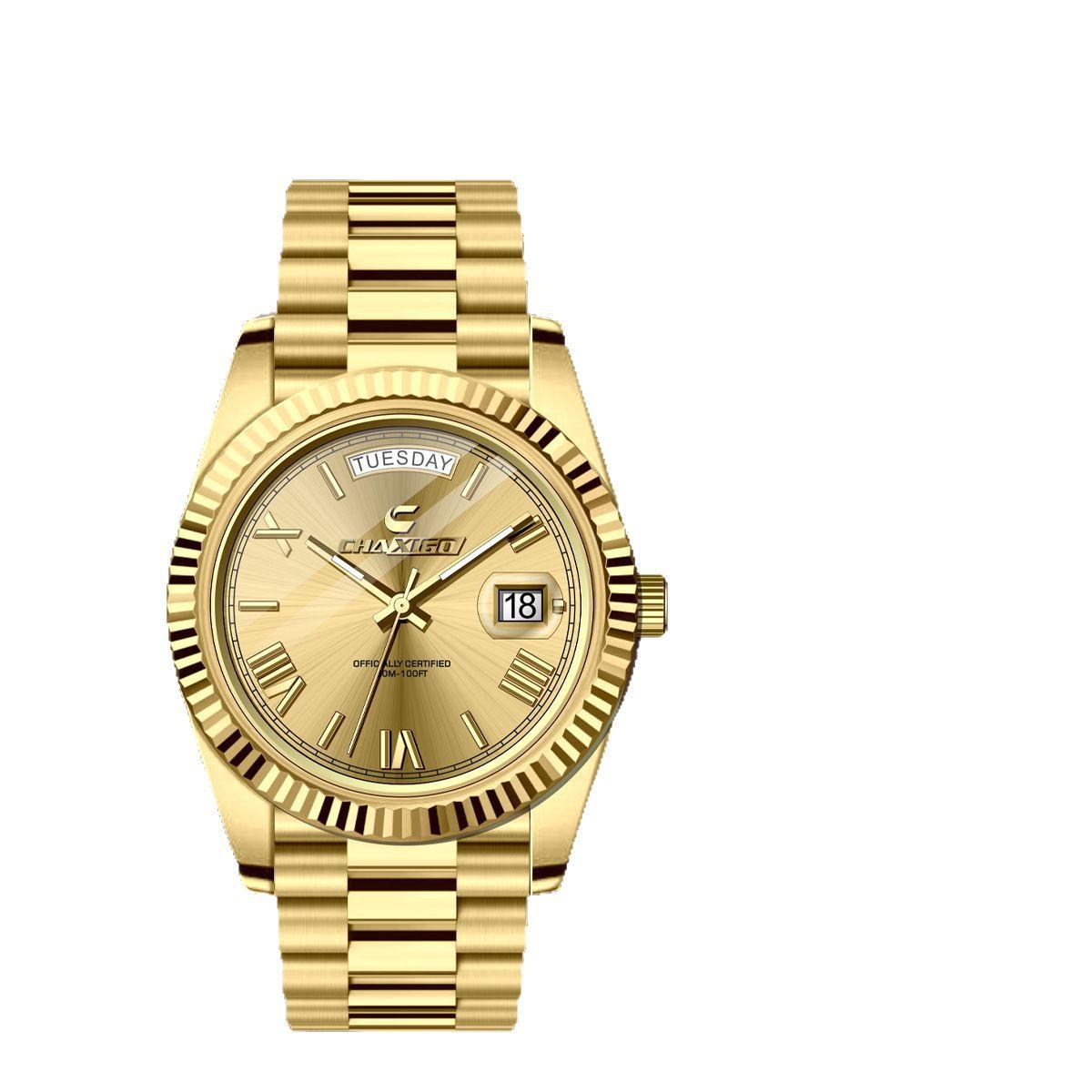 Fashion Men's Watch Steel Band Large Dial Quartz Wrist Watch 5