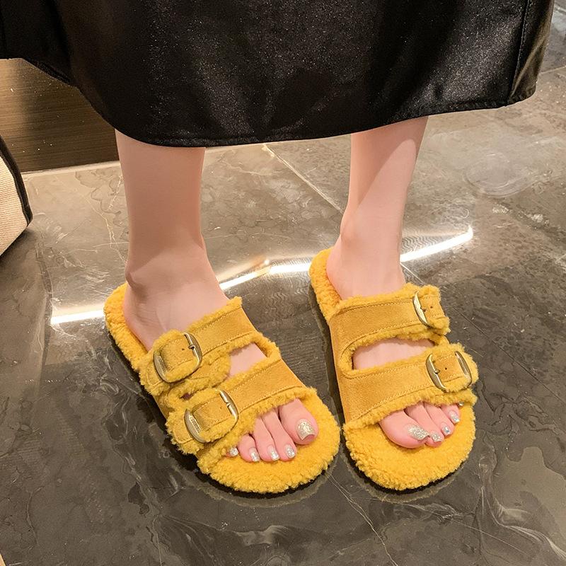 Flat Soled Lambswool Birkie Slippers For Women 3