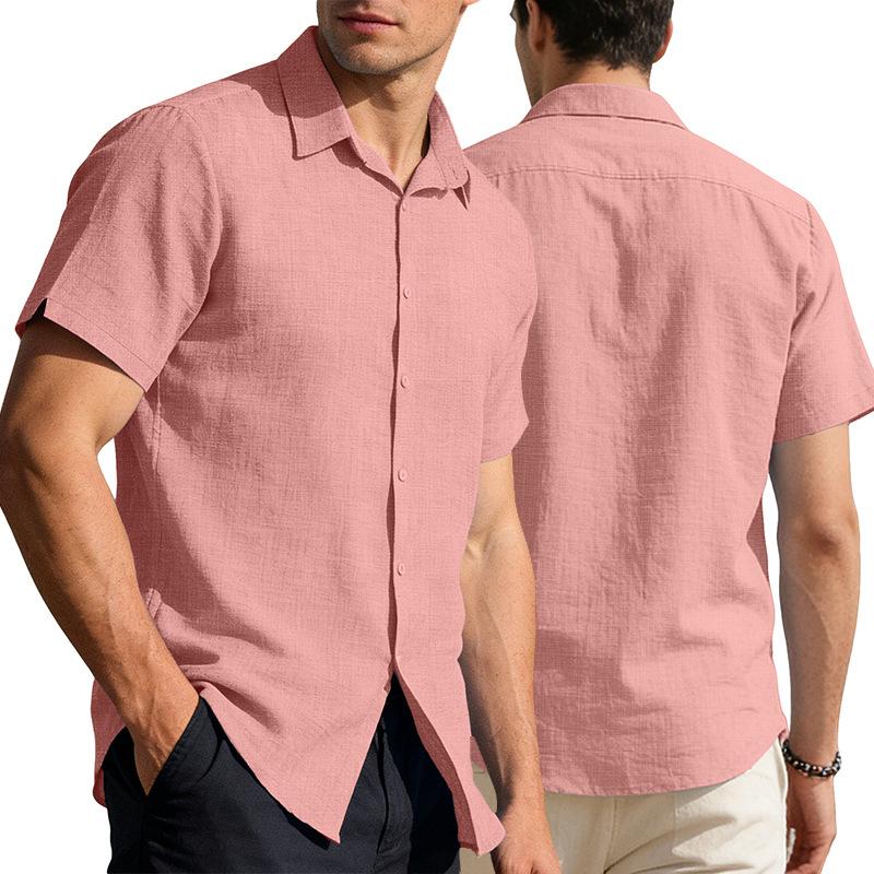 Mens Quick-Dry Short-Sleeve Breathable Solid-Color Lapel Casual Business Shirt 9