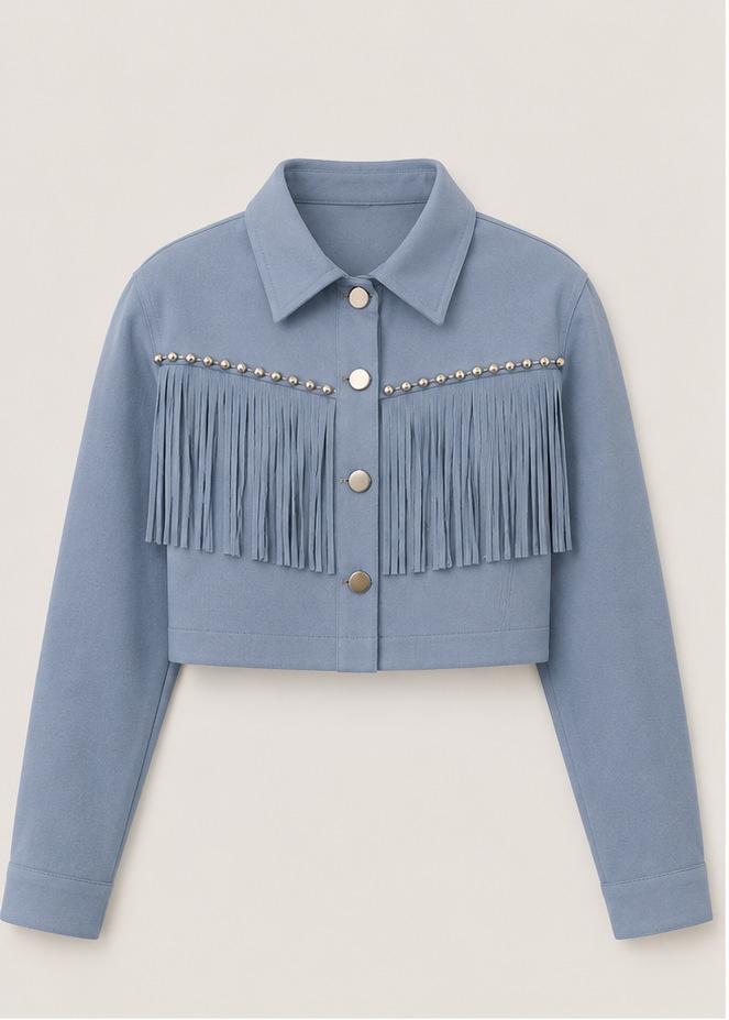 Fringe Faux Suede Short Womens Jacket 8