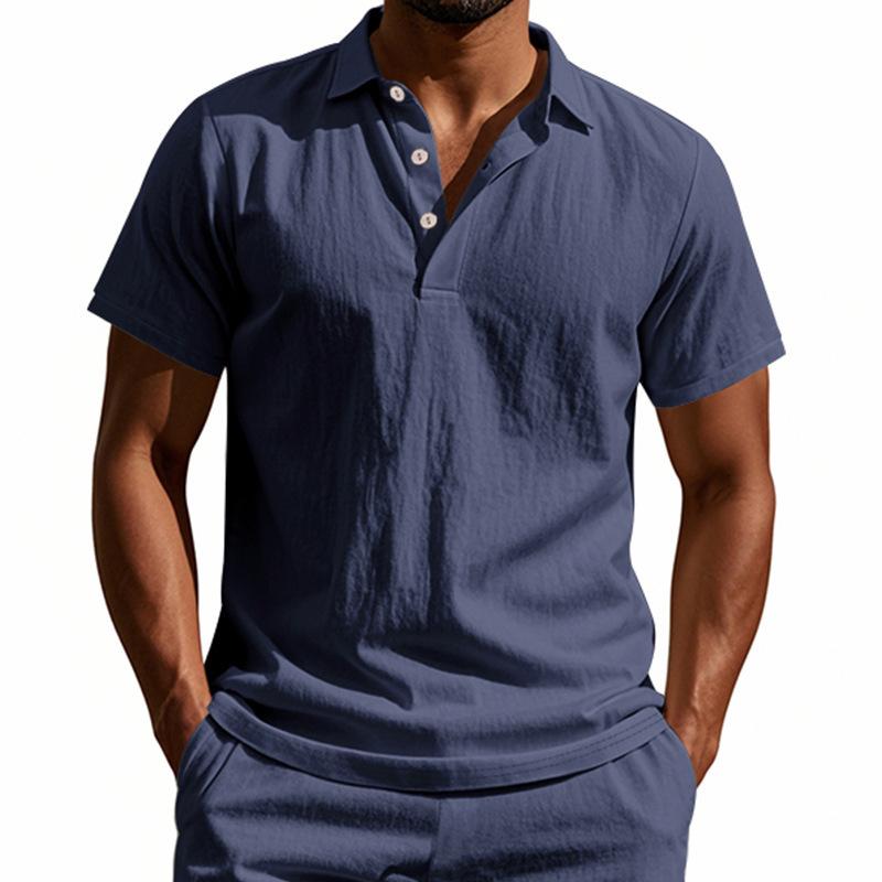 Breathable Linen Casual Short-Sleeve Polo Shirt 3