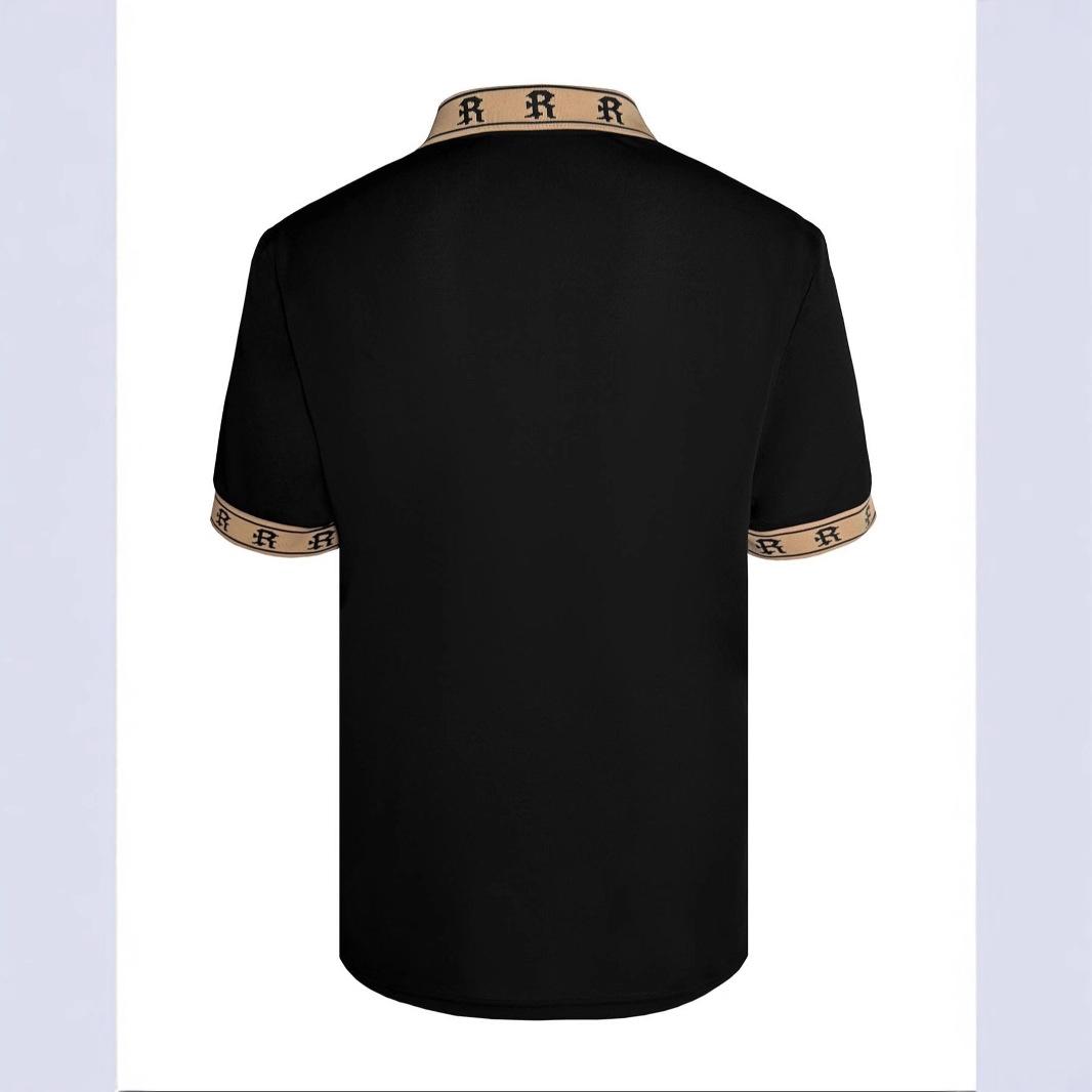 Mens Embroidered Casual Lapel Polo Shirt Top 4