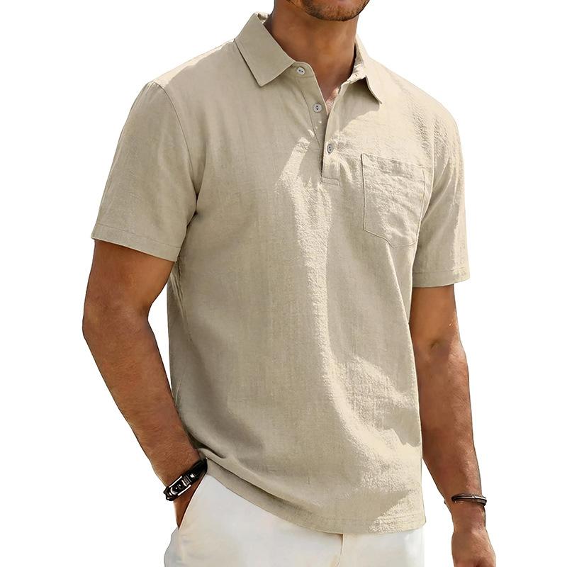 Men's Beach Linen Polo Shirt, Loose-Fit, Casual, Minimalist 8