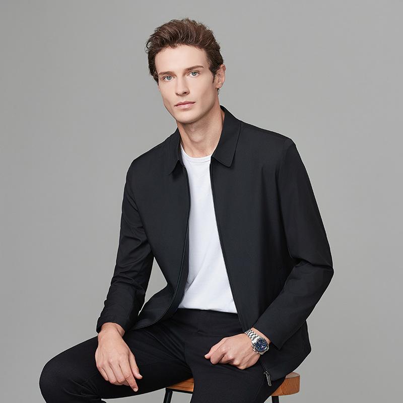 Mens Executive Jacket Notched Lapel Relaxed Fit Thin Style For Middle-aged Men 7