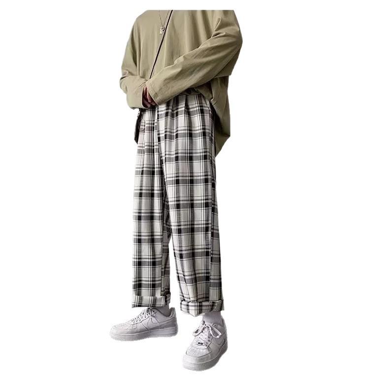 Men's Casual All-Match Loose Plaid Wide-Leg Trousers 5