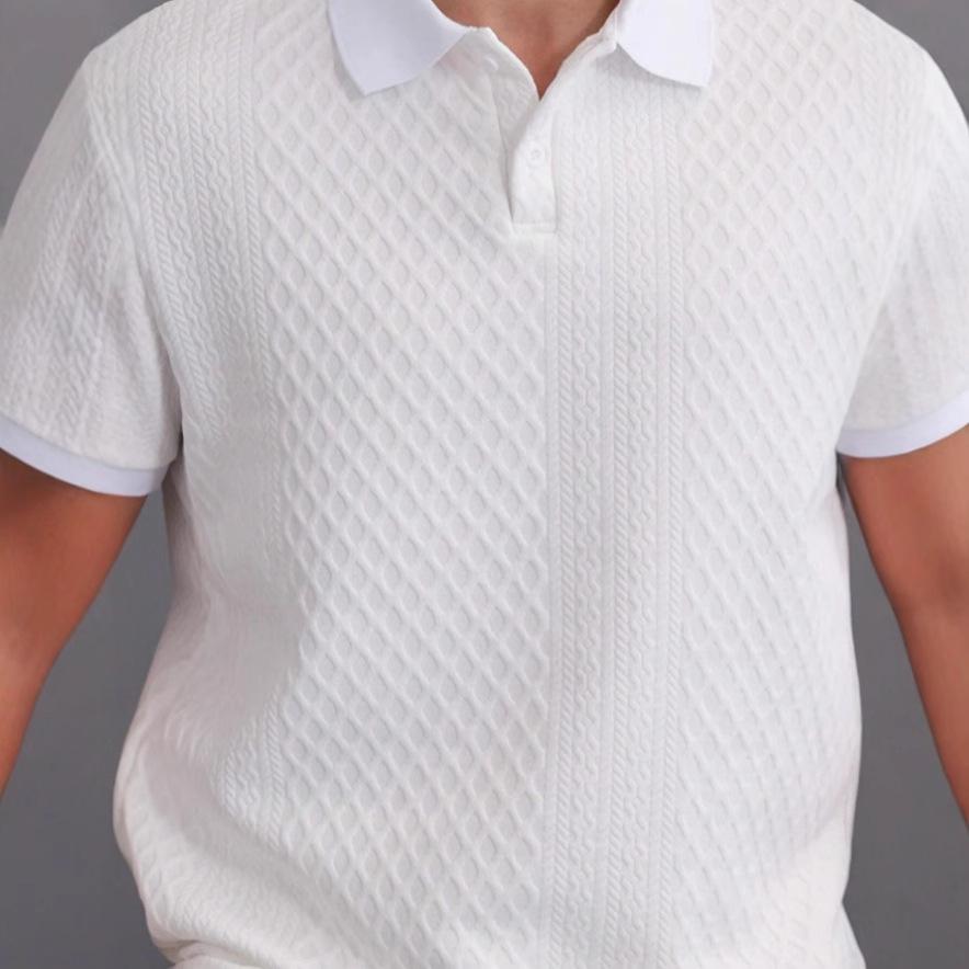 Mens Casual Jacquard Short-sleeve Polo T-shirt 3