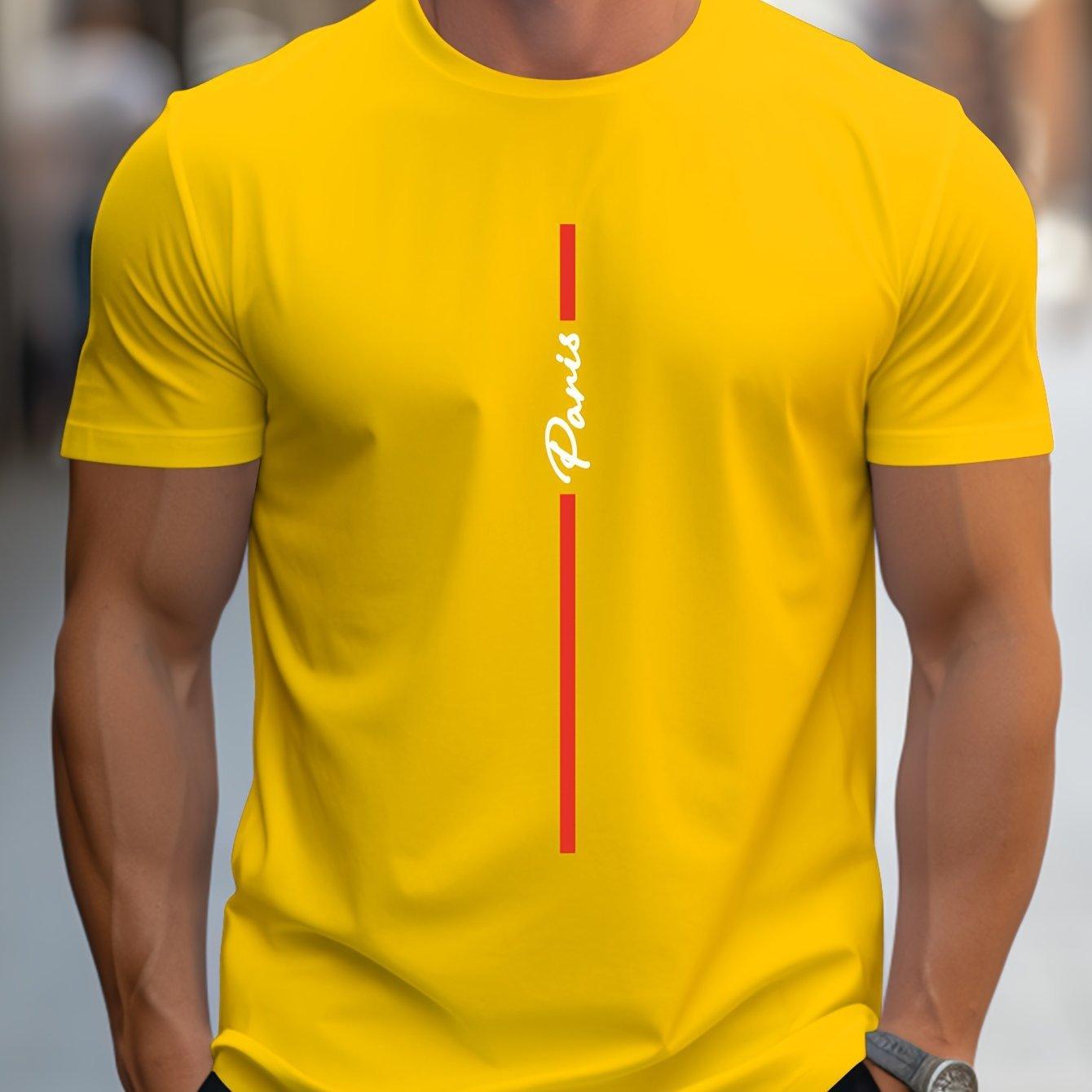 Men's Fashion Handwritten Paris Print Shoulder T-Shirt 9