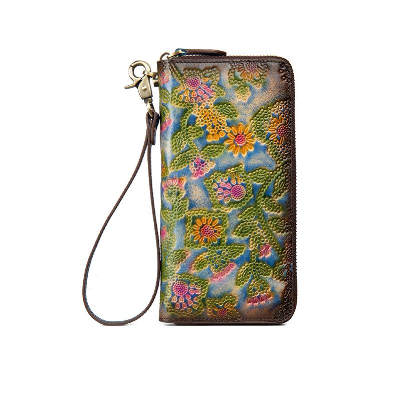 Womens Embossed Distressed Large-Capacity Vintage Wallet 8