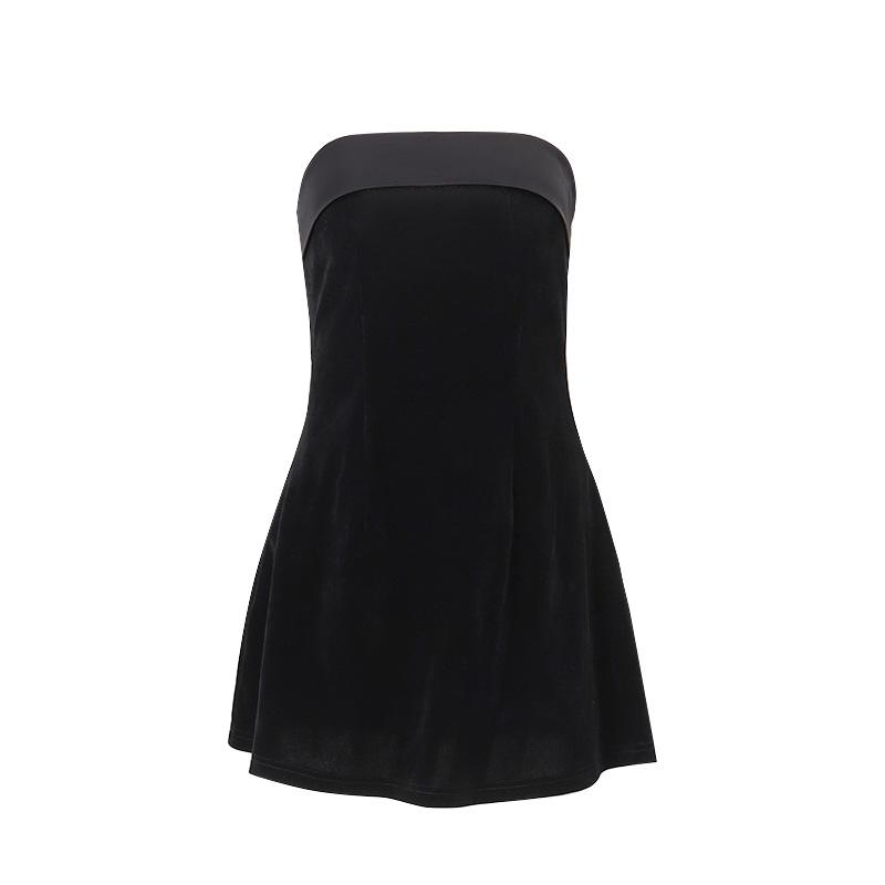 Ins Slim Tube-top Dress Fashion Zipper A-line Short Dresses Party Evening Clothing For Women 6