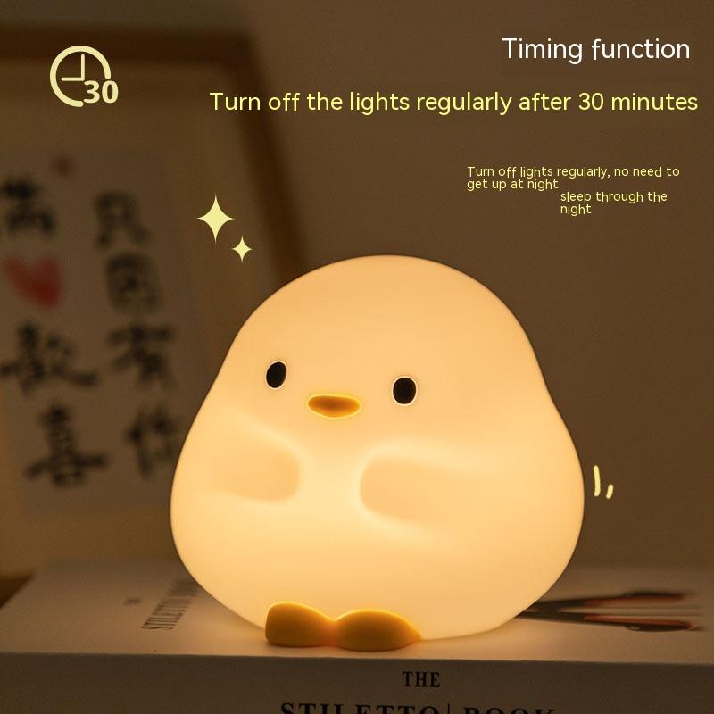 Cute Duck LED Night Lamp Cartoon Silicone USB Rechargeable Sleeping Light Touch Sensor Timing Bedroom Bedside Lamp For Kid Gift Home Decor 6